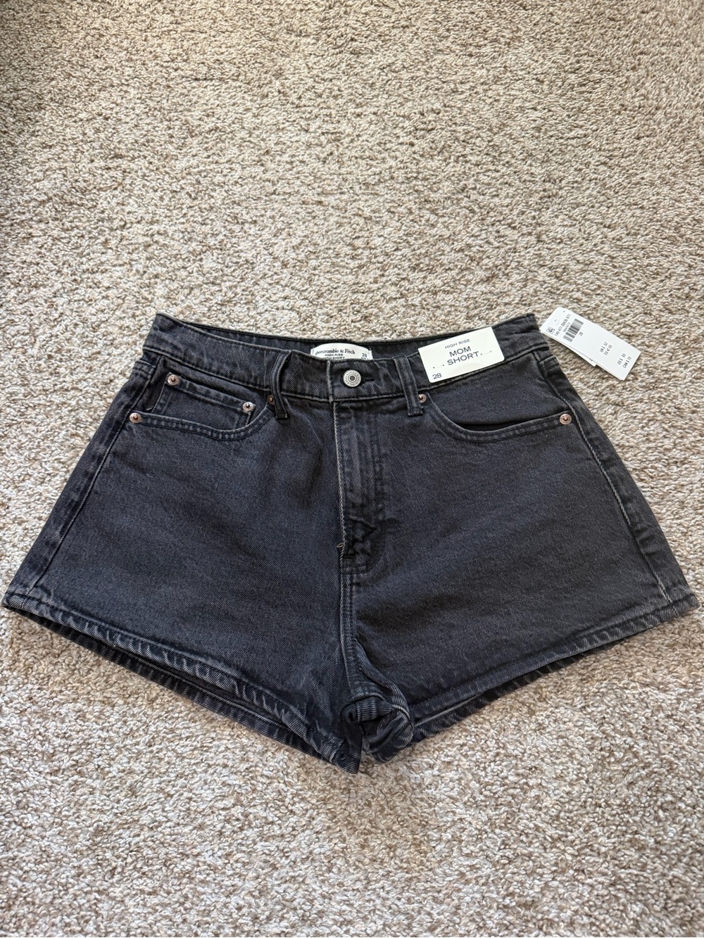 High-Rise Black Mom Shorts - Unbranded